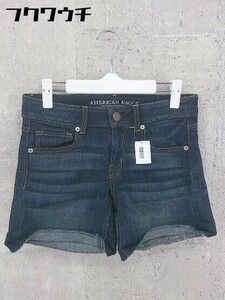 ◇ AMERICAN EAGLE OUTFITTERS ウォッシュ加工 カットオフ ショート パンツ サイズ1 インディゴ レディース