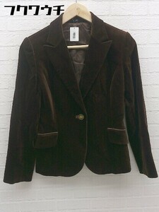 * J&R J&R 1B одиночный велюр длинный рукав tailored jacket размер S Brown женский 