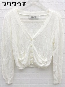 * ROPE' Rope linen. knitted sweater long sleeve cardigan size M white lady's 
