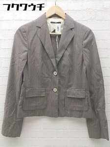 ◇ HUGO BOSS ヒューゴボス ピンストライプ 長袖 テーラード ジャケット サイズUS8 IT42 ブラウン系 レディース