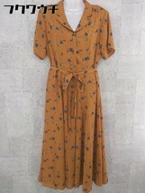 ◇ ◎ MOUSSY マウジー リボン付き 花柄 半袖 ロング ワンピース サイズ2 テラコッタ系 レディース_画像2