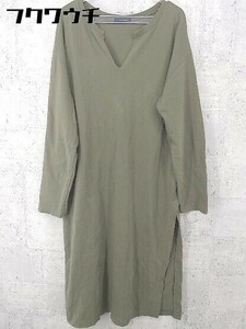 * JEANASIS Jeanasis slit long sleeve long One-piece size F khaki lady's 