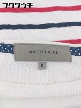 ◇ SHIPS JET BLUE シップスジェットブルー ボーダー ワッペン 半袖 Tシャツ カットソー サイズS ホワイト レディース_画像4