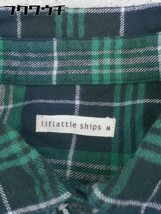 ◇ ◎ liflattie ships シップス チェック 長袖 膝丈 シャツ ワンピース サイズM ネイビー系 グリーン系 レディース_画像4