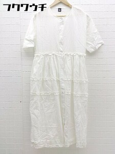 ◇ merlot メルロー フリル 半袖 ロング シャツ ワンピース オフホワイト レディース