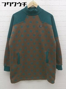 * X-girl X-girl Heart pattern long sleeve Mini One-piece size 2 Brown green group lady's 