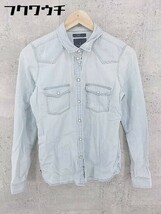 ◇ AMERICAN EAGLE OUTFITTERS ダメージ加工 長袖 デニム ウエスタン シャツ サイズXS インディゴ レディース_画像2