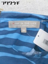 ◇ A day in the life UNITED ARROWS ボーダー柄 ノースリーブ 膝丈 ワンピース サイズ36 ブルー ネイビー レディース_画像4