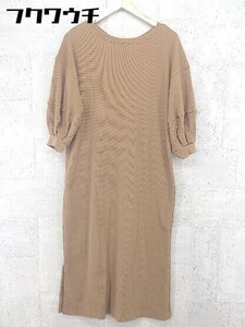 ◇ ◎ natural couture NICE CLAUP 七分袖 膝下丈 ワンピース ブラウン レディース