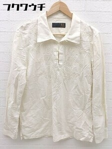 ◇ RICO リコ リネン混 刺繍 長袖 シャツ カットソー サイズM ライトベージュ レディース