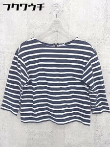 ◇ PLST プラステ ボーダー柄 長袖 Tシャツ カットソー サイズS ネイビー ホワイト レディース