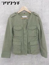 ◇ Spick & Span スピックアンドスパン ノーカラー ジップアップ ミリタリー ジャケット サイズ38 カーキ レディース_画像2