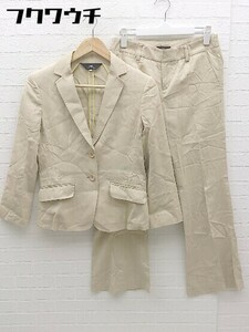 * INED Ined stripe single 2B pants suit size 7 beige white lady's 