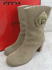 ■ ◎ Coca Coca Short Boots Размер 24,5 см EE Beige Ladies