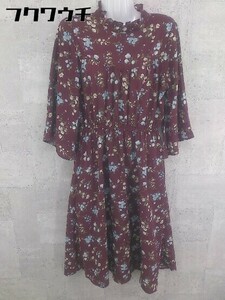 * NICE CLAUP Nice Claup floral print flower 7 minute sleeve knees under height One-piece bar gun ti lady's 