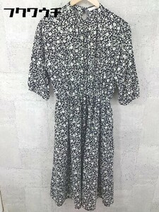 ◇ chocol raffine robe ショコラ フィネ ローブ 総柄 長袖 ロング ワンピース サイズF ブラック レディース