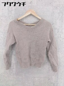 ◇ BEAMS HEART ビームスハート モヘヤ混 ニット Vネック ラメ 長袖 セーター グレイッシュパープル レディース