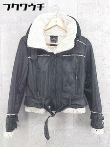 ◇ ◎ CECIL McBEE セシルマクビー ボア フェイクレザー ベルト付き 長袖 ジャケット サイズM ブラック レディース