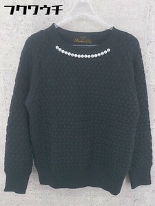 * Broderie&Co nano universe Nano Universe pearl long sleeve knitted sweater size F black lady's 