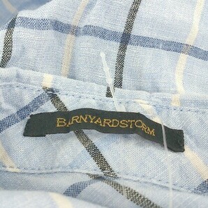 ◇ BARNYARDSTORM バンヤードストーム リネン100% チェック 長袖 シャツ サイズ0 ブルー レディースの画像4