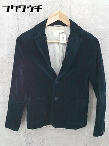 ◇ UNITED ARROWS PINK LABEL ベロア 2B シングル 長袖 テーラード ジャケット サイズM ブルー系 レディース