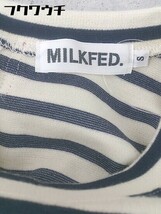 ◇ MILKFED. ミルクフェド ボーダー 七分袖 膝丈 ワンピース サイズS ベージュ ネイビー レディース_画像4