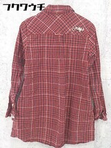 ◇ MILKFED ミルクフェド チェック バックロゴ刺繍 長袖 ロングシャツ サイズS レッド ブラック レディース_画像3