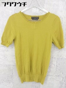 * Demi-Luxe BEAMSte milk s Beams wool knitted short sleeves sweater mustard lady's 