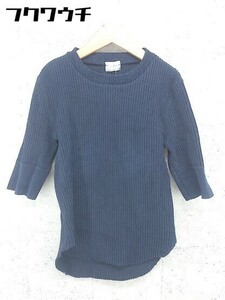 ◇ UNITED ARROWS STYLE for LIVING コットン 七分袖 ニット セーター ネイビー レディース