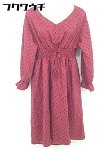 * natural couture natural kchu-ruNICE CLAUP polka dot dot long sleeve long One-piece size M red lady's 