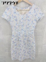 ◇ PROPORTION BODY DRESSING 総柄 バックジップ 半袖 ミニ ワンピース サイズ1 ブルー マルチ レディース_画像2