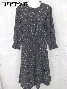 ◇ chocol raffine robe ショコラ フィネ ローブ 花柄 長袖 ロング ワンピース サイズF ブラック系 レディース