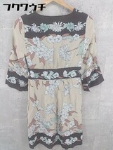 ◇ BCBGMAXAZRIA シルク100% 総柄 七分袖 ミニ ワンピース サイズXS ベージュ マルチ レディース_画像3