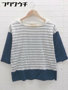 * BEAMS HEART Beams Heart 7 minute sleeve T-shirt cut and sewn gray navy lady's 