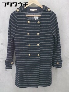 ◇ green label relaxing UNITED ARROWS ボーダー 長袖 膝下丈 ワンピース サイズ38 ネイビー レディース