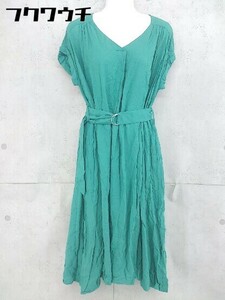 * * natural couture natural kchu-ruNICE CLAUP V neck . minute sleeve knees under height One-piece size F green lady's 