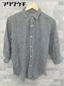 * * JOURNAL STANDARD Journal Standard silver chewing gum check 7 minute sleeve shirt size M white black lady's 