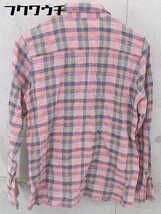 ◇ ◎ Ray BEAMS レイ ビームス リネン混 チェック 長袖 シャツ サイズ0 ピンク マルチ レディース_画像3
