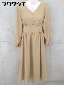 ◇ natural couture ナチュラルクチュール 長袖 ロング ワンピース ベージュ レディース