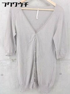 * SUNAOKUWAHARA Sunao Kuwahara linen. cotton knitted long sleeve cardigan size M gray lady's 