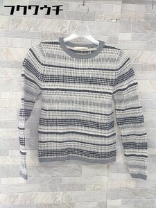 ◇ qualite カリテ ウール ニット 長袖 セーター サイズF グレー ホワイト レディース