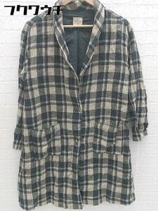 * SM2sa man sa Moss Moss check waffle long sleeve gown coat size F beige black lady's 