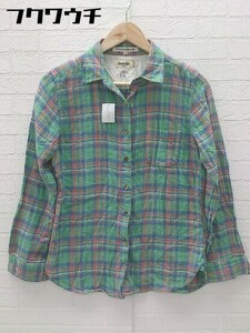 ◇ green label relaxing UNITED ARROWS チェック柄 長袖 シャツ サイズ38 グリーン レディース