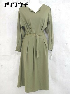 ◇ ◎ N. Natural Beauty Basic ベルト付 長袖 ロング ワンピース サイズM カーキ レディース