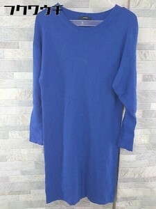 * N. Natural Beauty Basic wool knitted long sleeve knees height One-piece size M navy lady's 