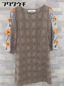 ◇ tocco closet トッコ クローゼット チェック 長袖 膝丈 ワンピース ブラウン系 レディース