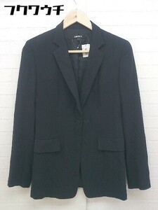 ◇ DKNY ダナキャランニューヨーク シルク混 1B シングル 長袖 テーラード ジャケット サイズ2 ブラック レディース