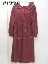 ◇ merlot メルロー 長袖 ロング ワンピース バーガンディ系 レディース_画像1