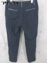 ◇ ELLE エル 裾ジップ ストライプ ウール パンツ サイズ36 ネイビー レディース_画像3