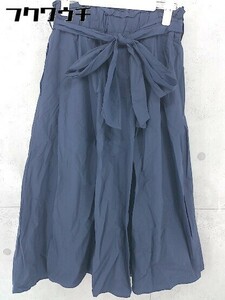 ◇ ◎ DouDou ドゥドゥ ウエストリボン付き ロング フレア スカート サイズ11 ネイビー レディース